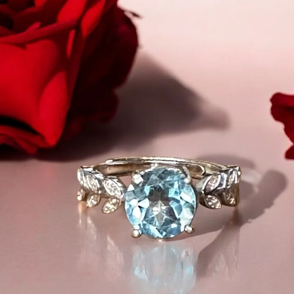 Natural Swiss Blue Topaz S925 Ring Sterling Silver 2.16 Ct